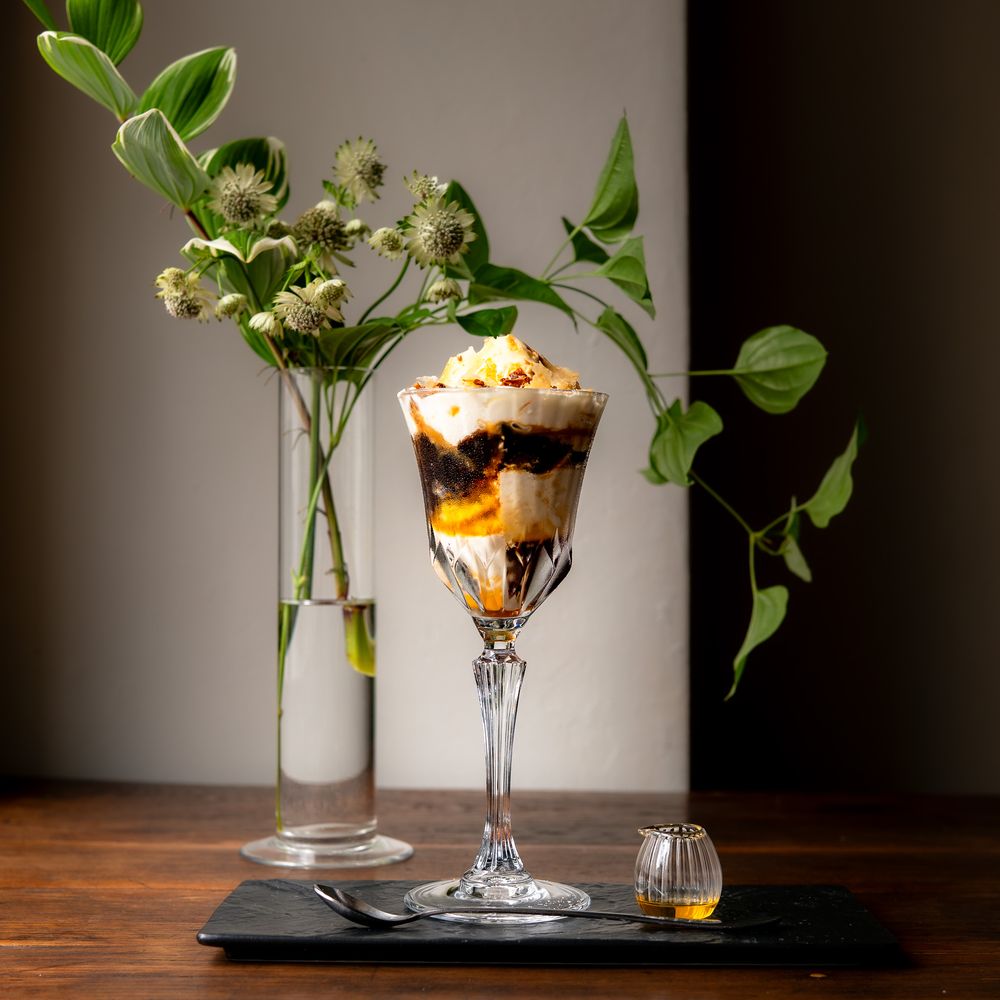 A pudding and jelly parfait